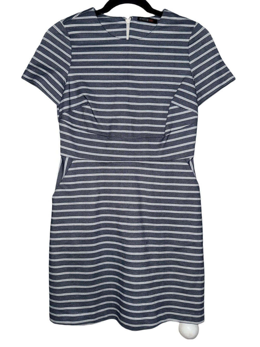 Devoted Navy and White Striped Short Sleeve Dress Size XS